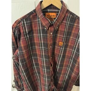 Wrangler Riggs Workwear Men's Large Fire Resident Long Sleeve Button Down Shirt